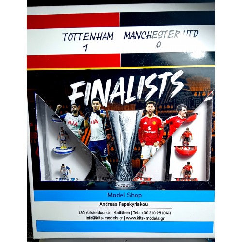 Subbuteo Andrew Table Soccer Tottenham Hotspur-Manchester United Europa 1-0 League final 2025 set with ball of the contest and Europa League Cup